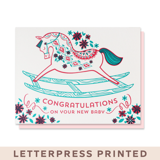 Pink Rocking Horse Card Case of 6