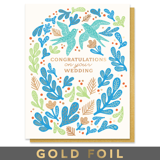 Bird Wedding Congratulations Card Case of 6