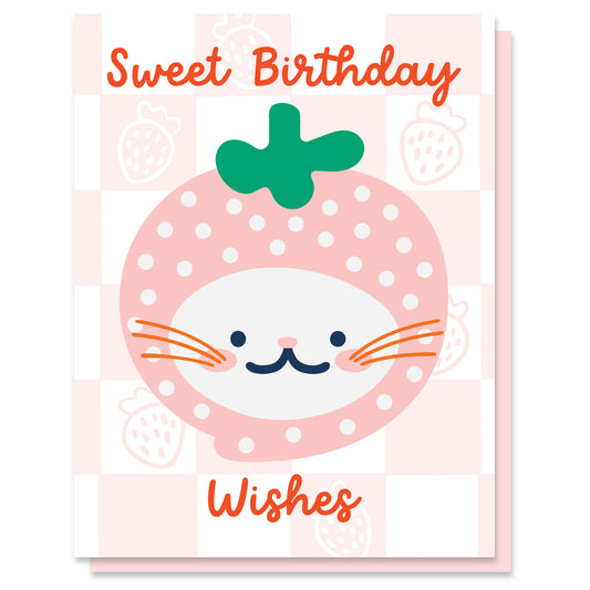 233 Strawberry Cat Birthday Wishes Card Case of 6