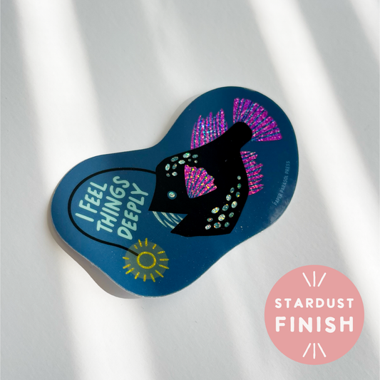 I Feel Things Deeply Anglerfish Vinyl Stardust Sticker Case of 6