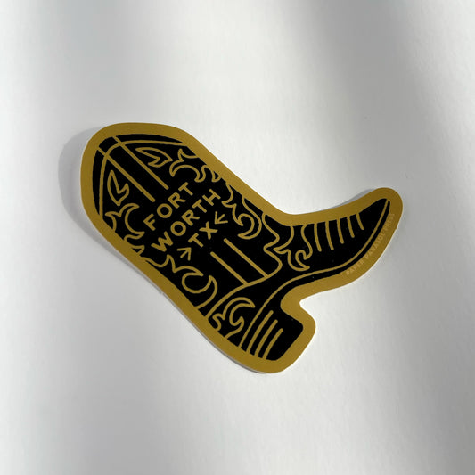 Fort Worth Black Boot Sticker Case of 6