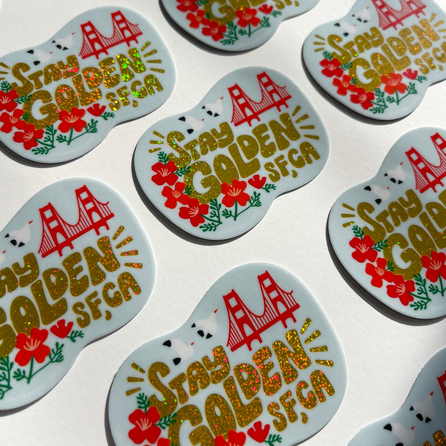 Stay Golden Stardust Glitter San Francisco Sticker Case of 6