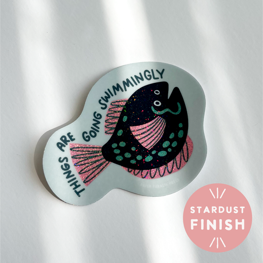 Things are Going Swimmingly Funny Vinyl Fish Sticker