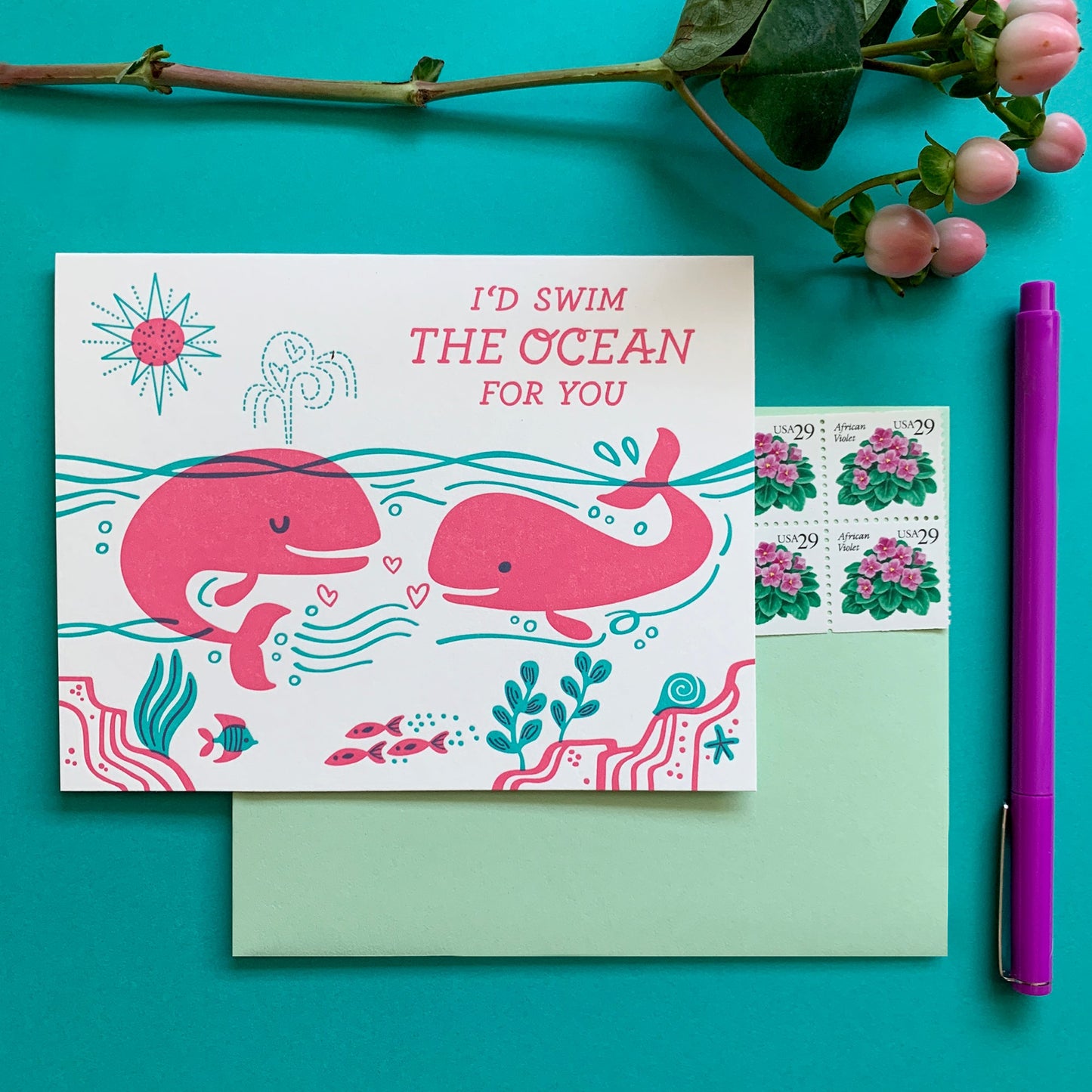 Swim the Ocean Love Card Case of 6