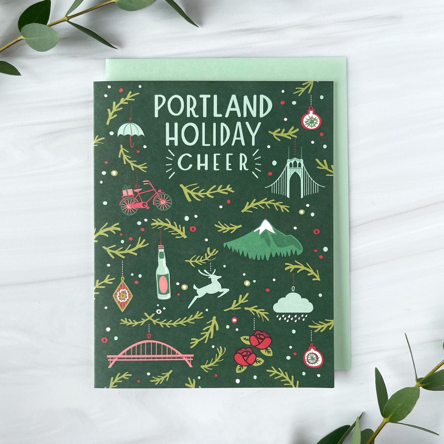 Portland Holiday Cheer Ornament Card Case of 6 / Box Set of 3