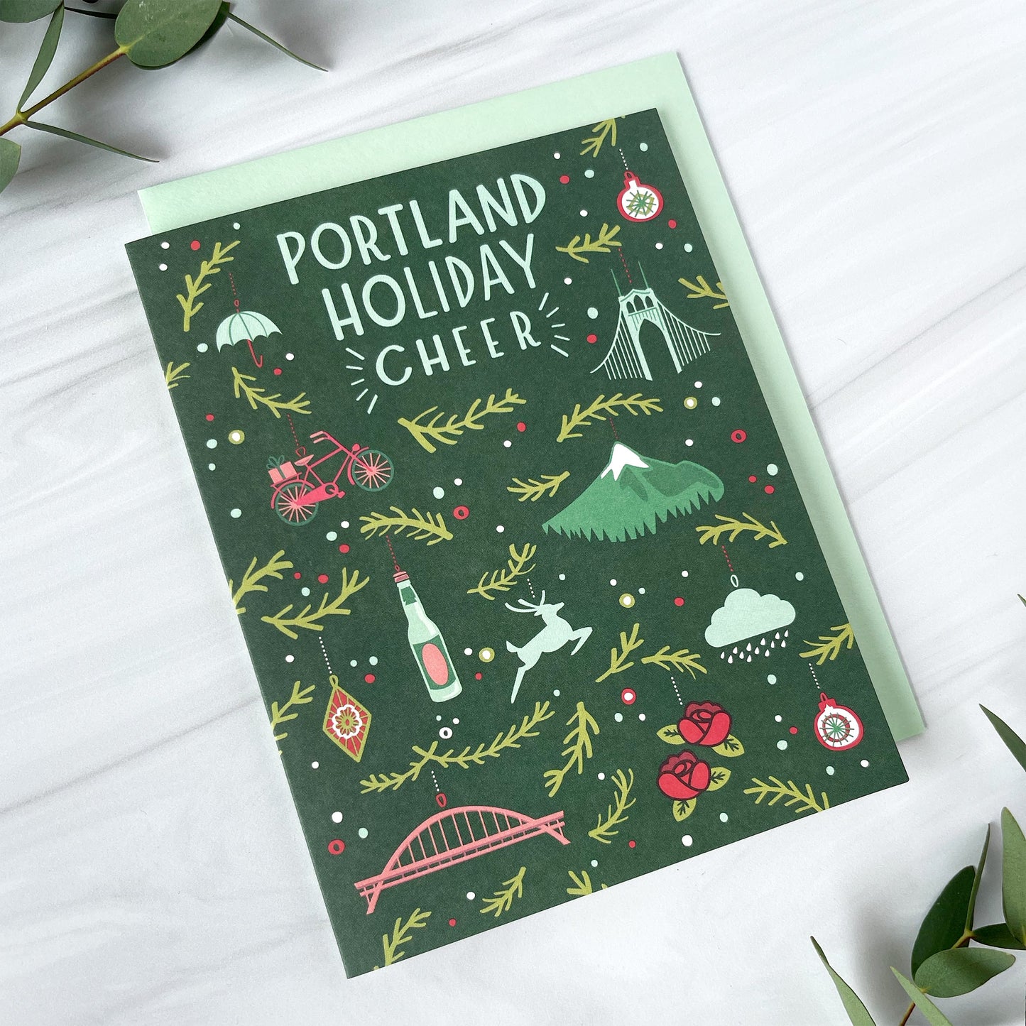 Portland Holiday Cheer Ornament Card Case of 6 / Box Set of 3