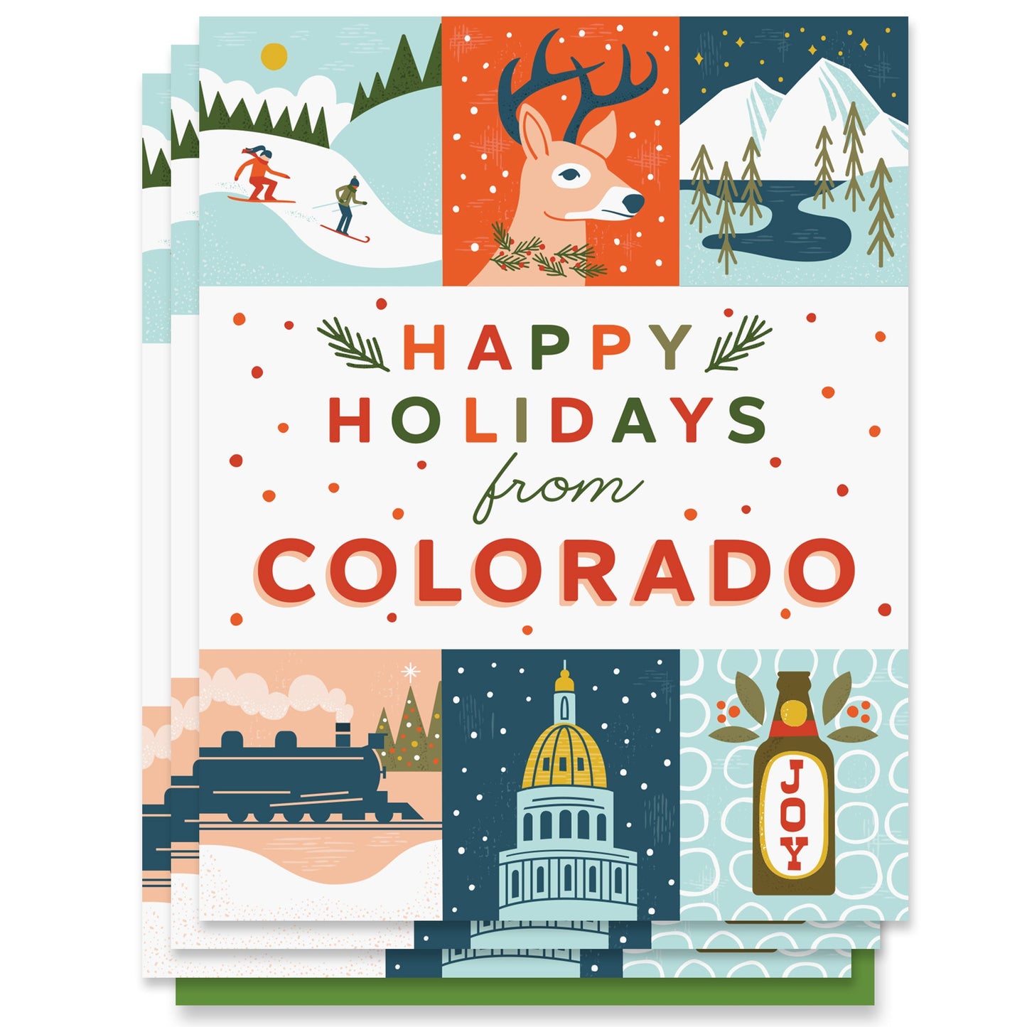 Colorado Holiday Grid Card Case of 6 / Box Set of3