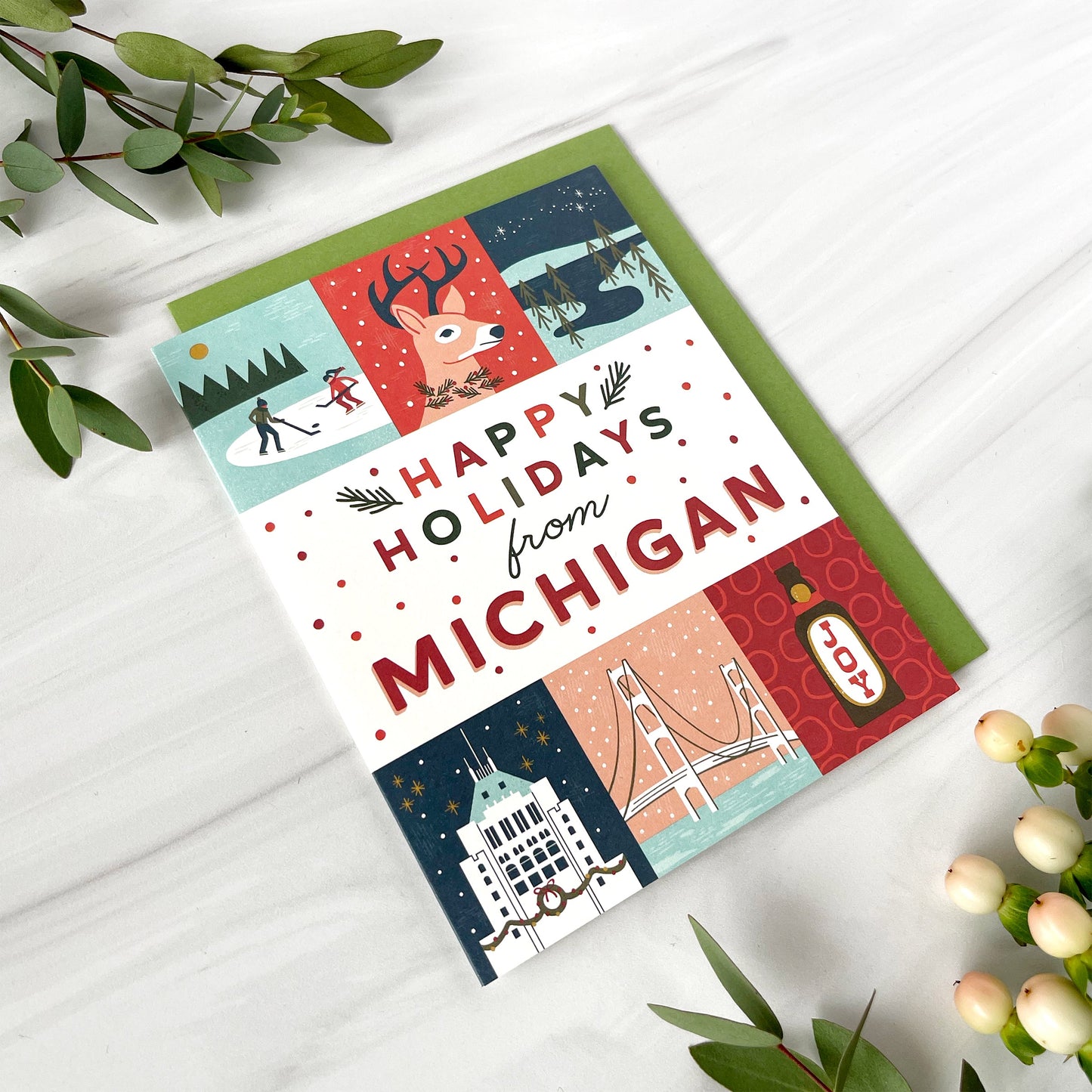 Michigan Holiday Grid Card Case of 6 / Box Set of 3