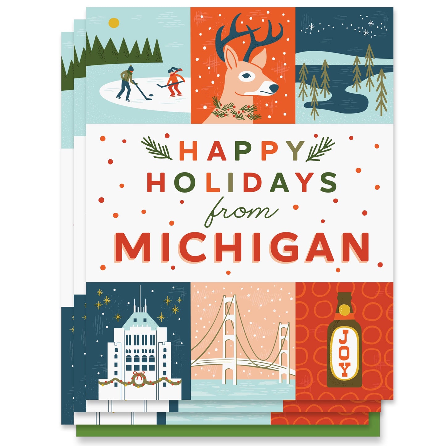 Michigan Holiday Grid Card Case of 6 / Box Set of 3