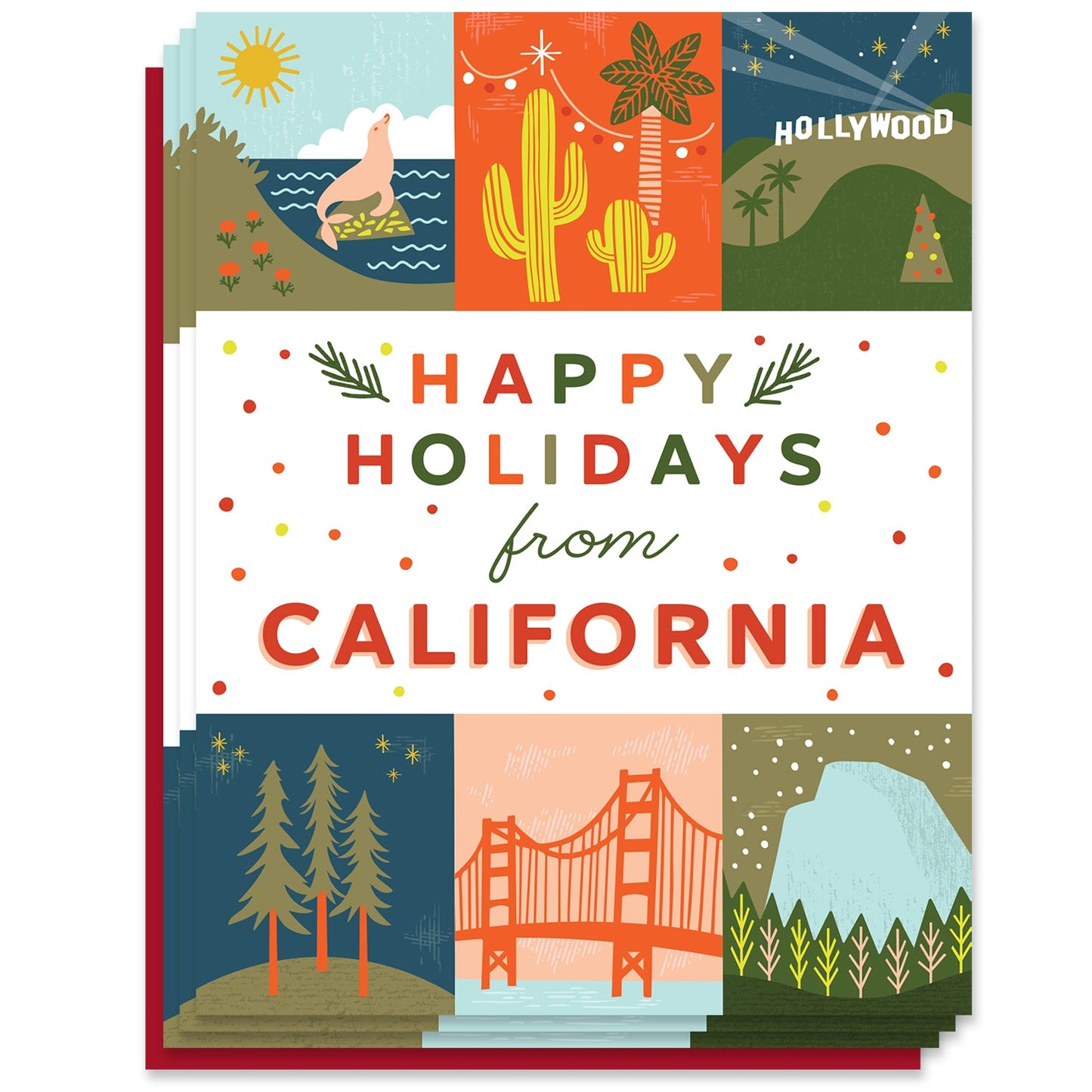 California Holiday Grid Card Case of 6 / Box Set of 3