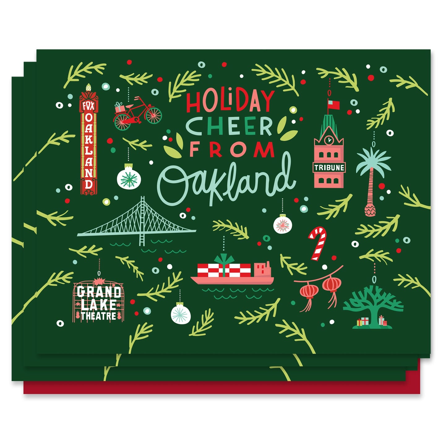 Oakland Ornaments Holiday Card Case of 6 / Box Set of 3