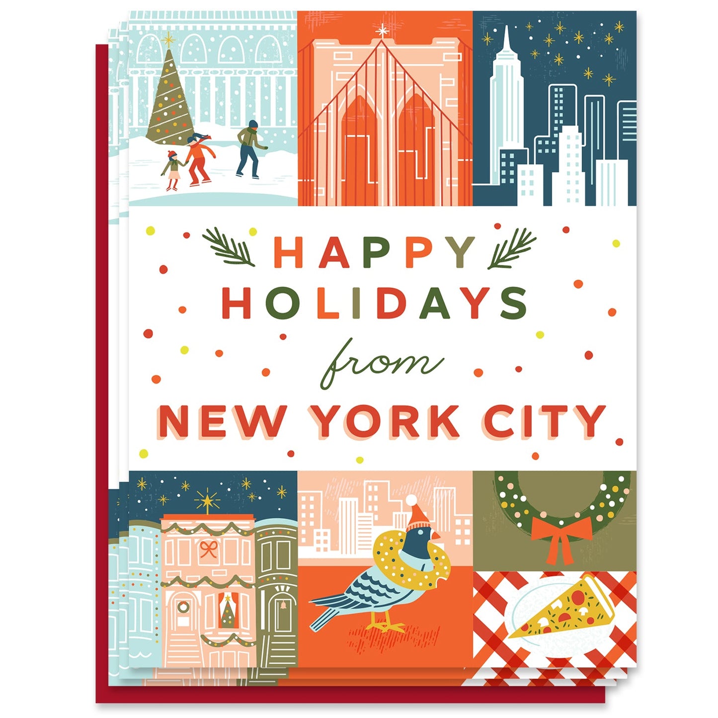 New York City Holiday Grid Card Case of 6 / Box Set of 3