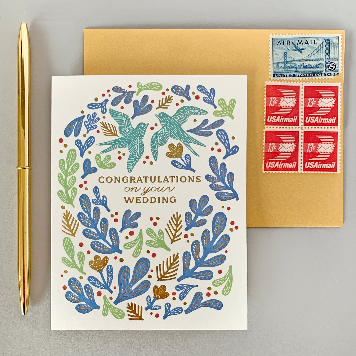 Bird Wedding Congratulations Card Case of 6