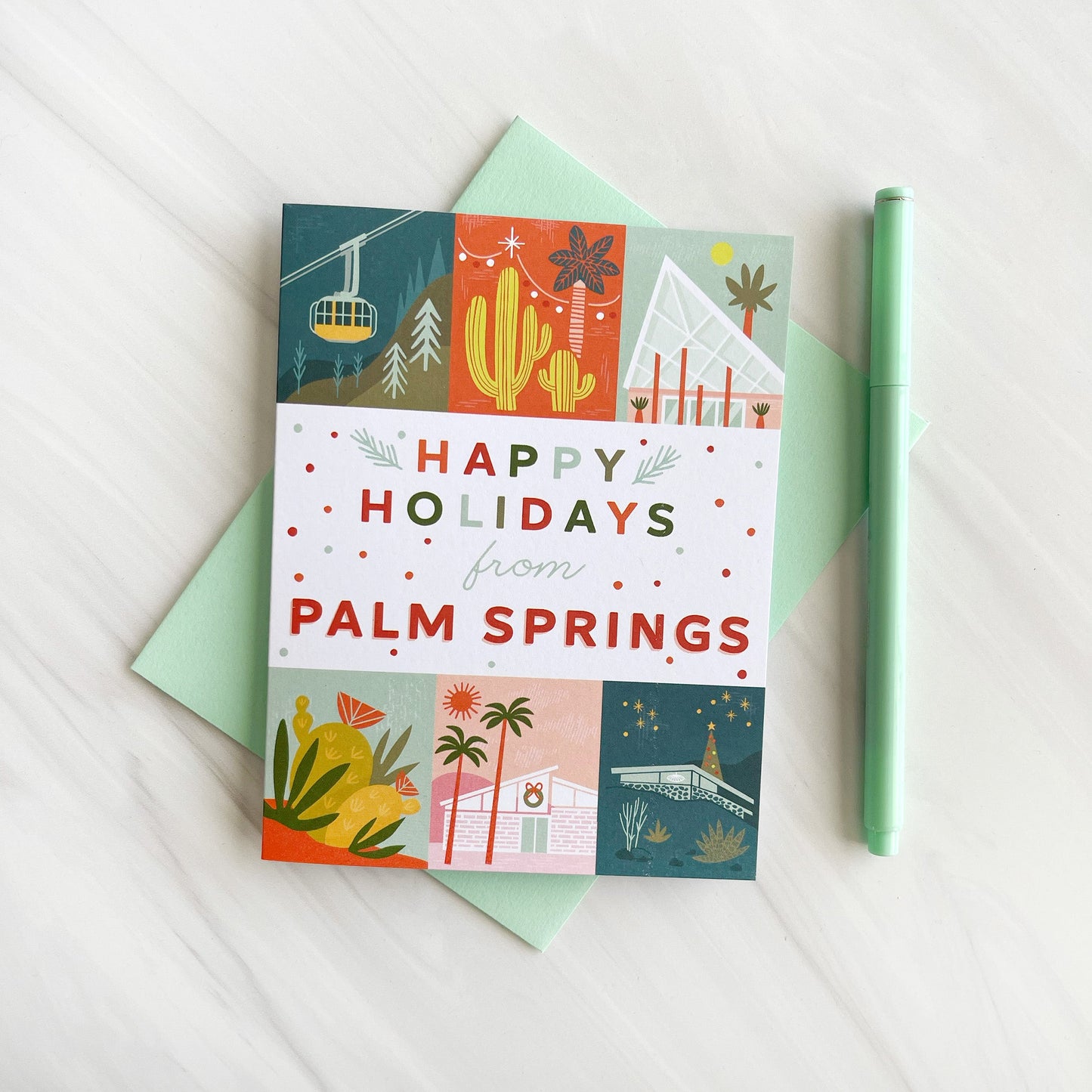 Palm Springs Holiday Grid Card Case of 6 / Box Set of 3