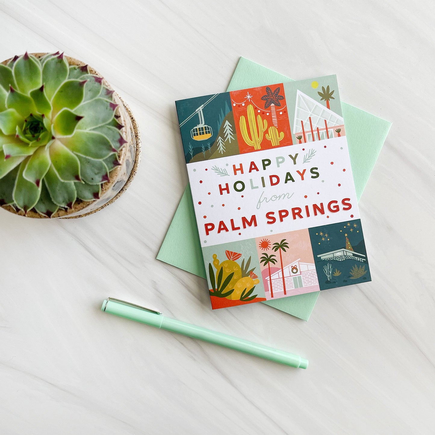 Palm Springs Holiday Grid Card Case of 6 / Box Set of 3