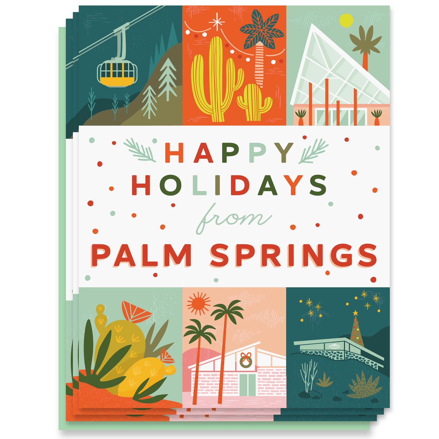 Palm Springs Holiday Grid Card Case of 6 / Box Set of 3