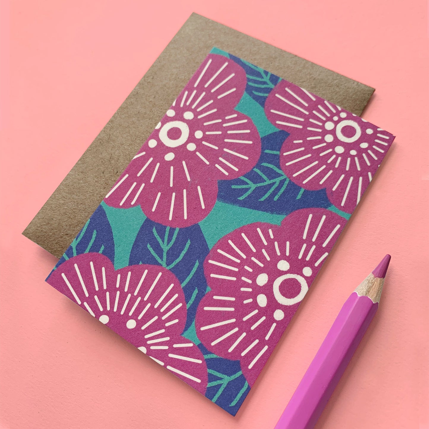 Magenta Florals Mini Card Case of 6