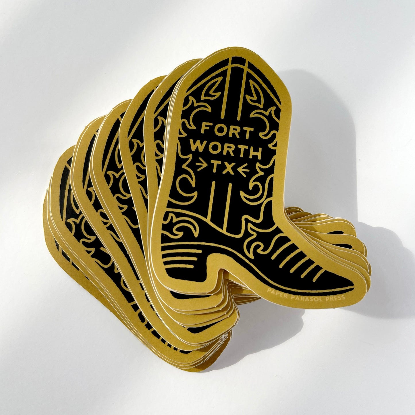 Fort Worth Black Boot Sticker Case of 6