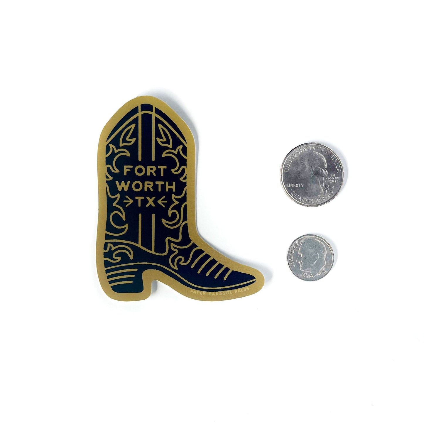 Fort Worth Black Boot Sticker Case of 6