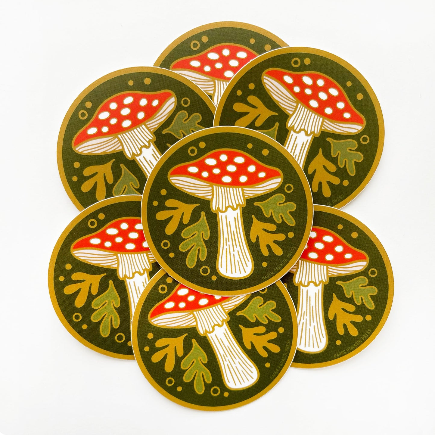 Agaric Mushroom Sticker Case of 6