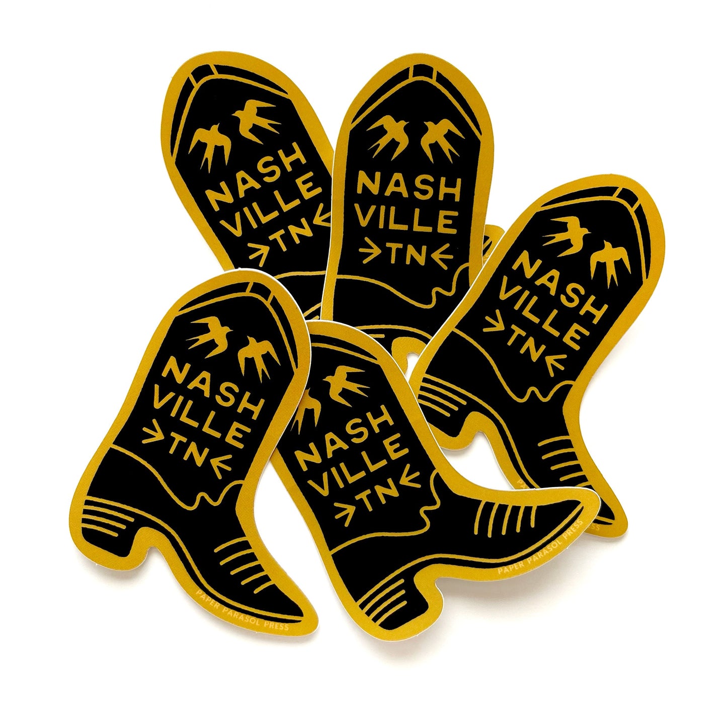 Nashville Black Boot Sticker Case of 6