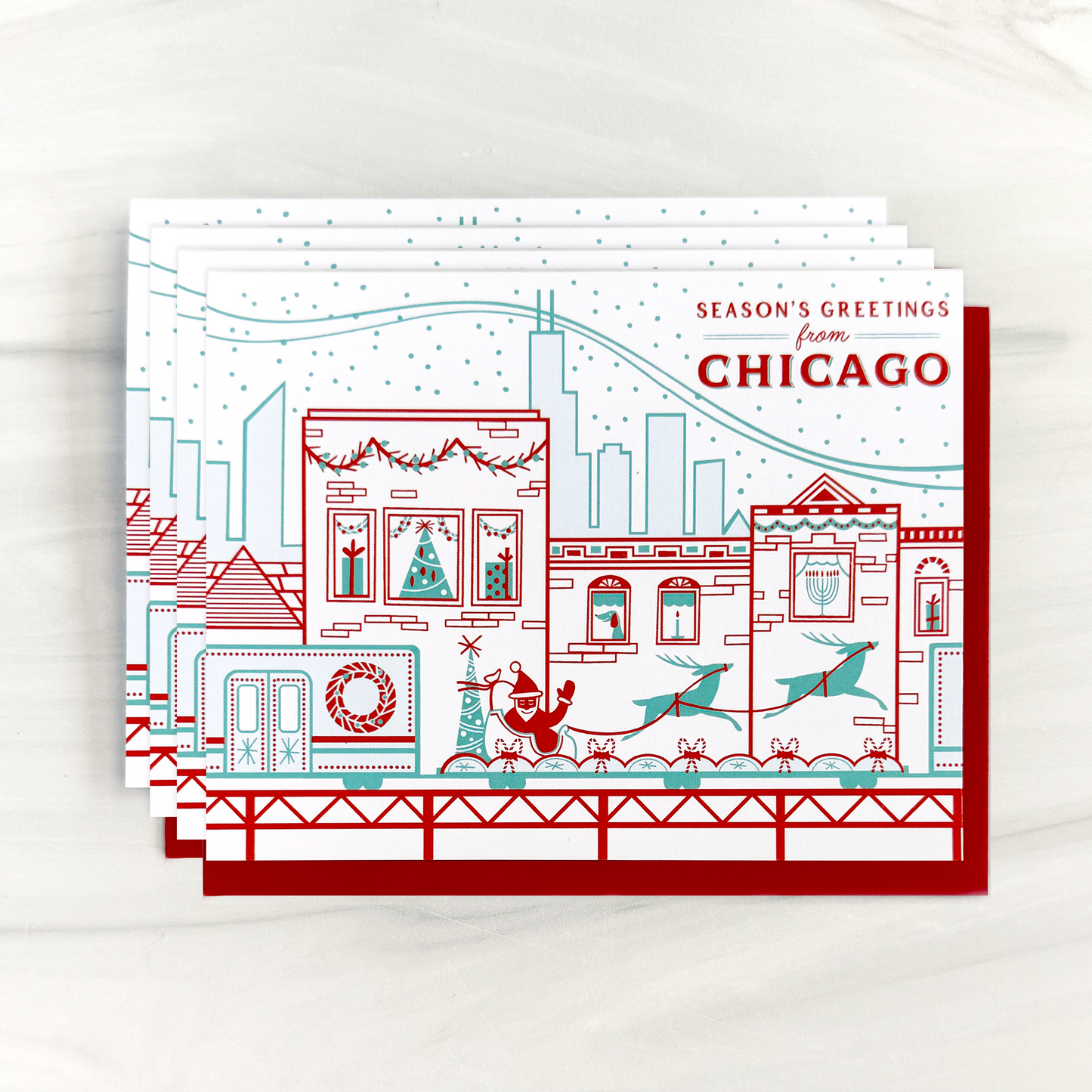 063 Holiday Chicago CTA Card Case of 6 / Box Set of 3