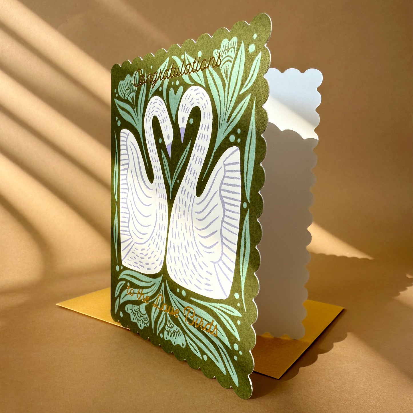 Wedding Folk Swans Card Case of 6