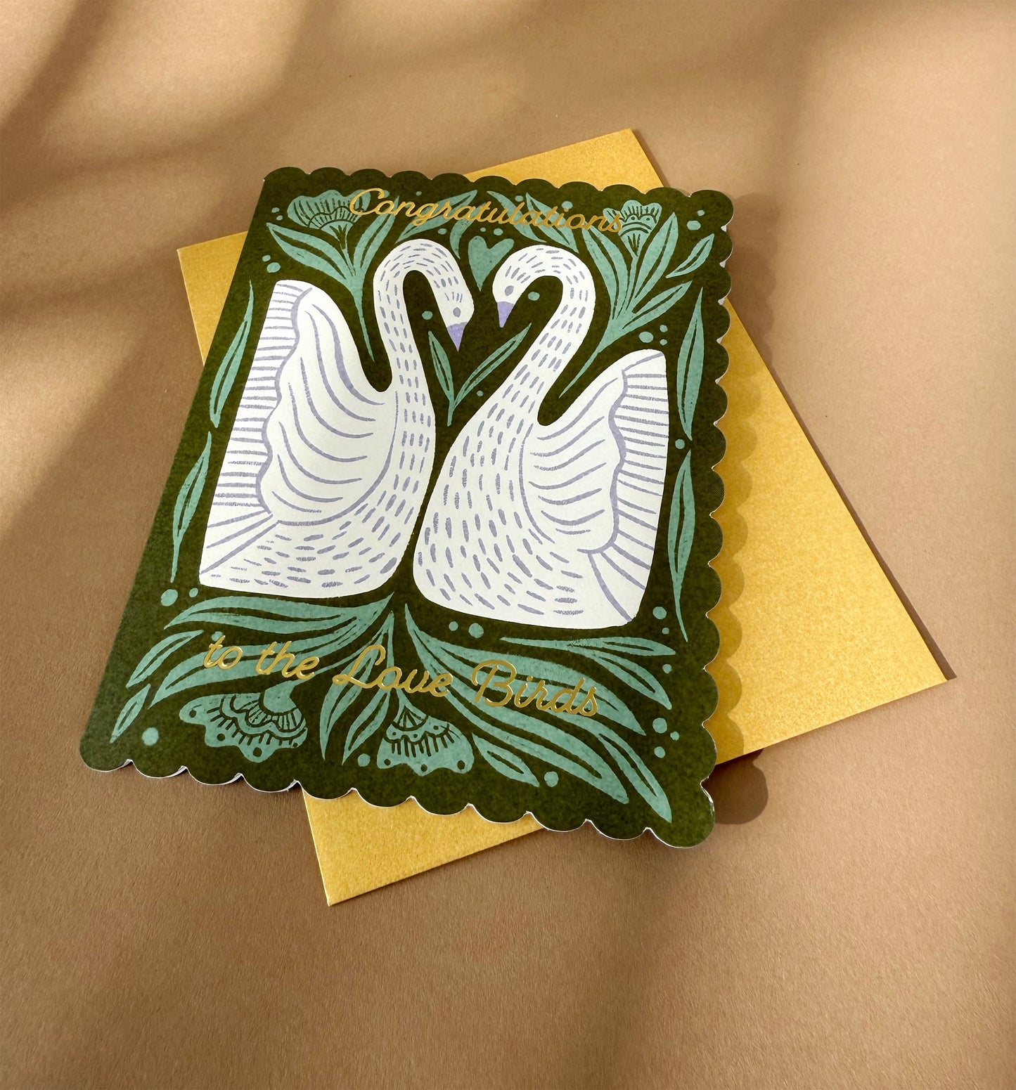 Wedding Folk Swans Card Case of 6