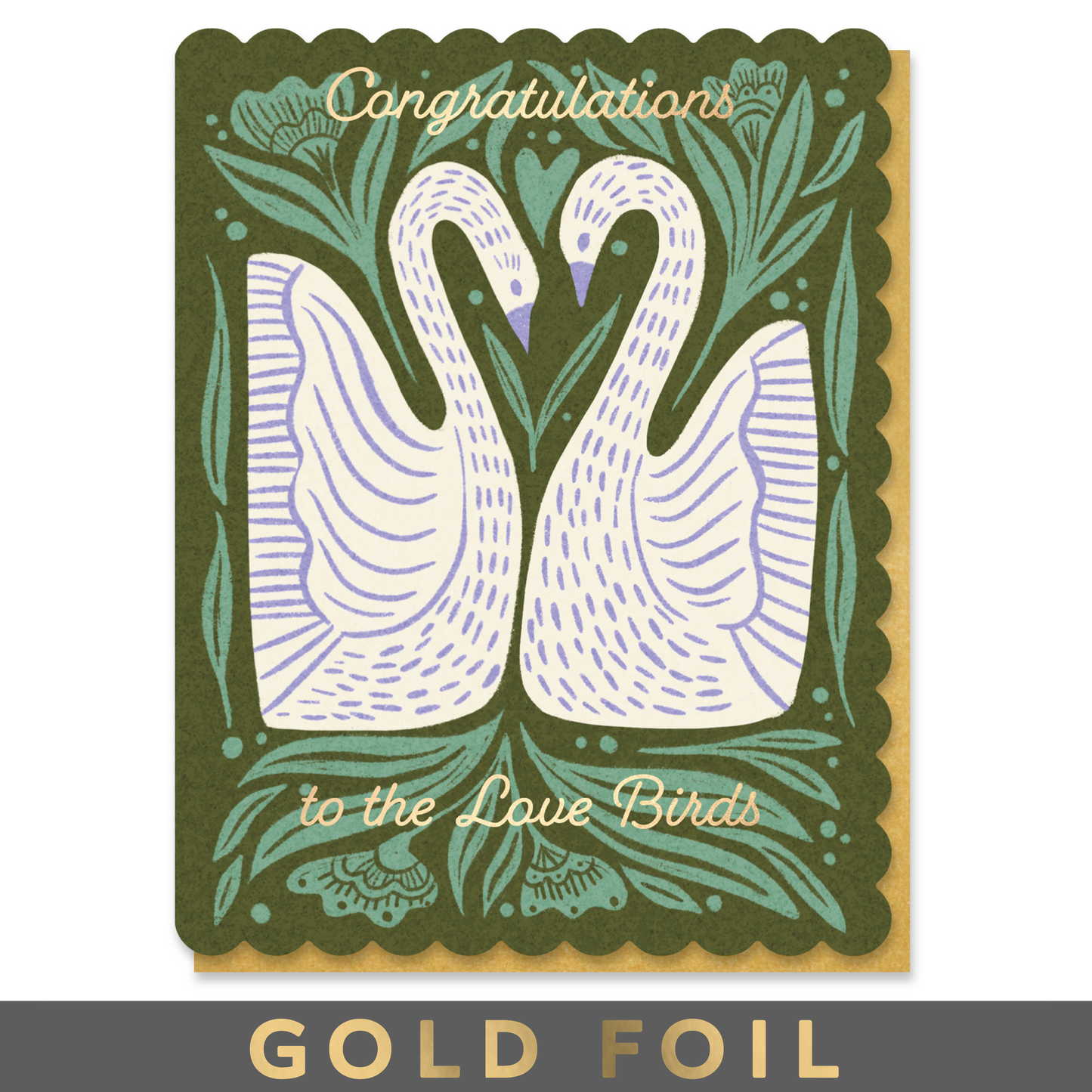 Wedding Folk Swans Card Case of 6