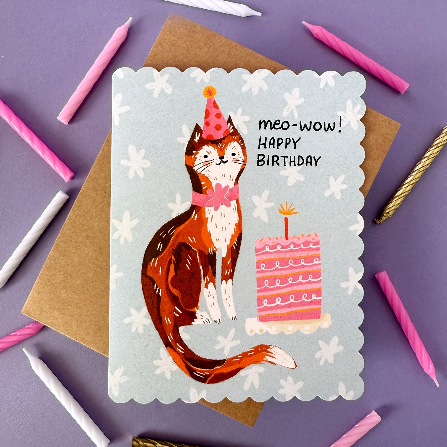 Meo-Wow Birthday Cat Greeting Card Case of 6