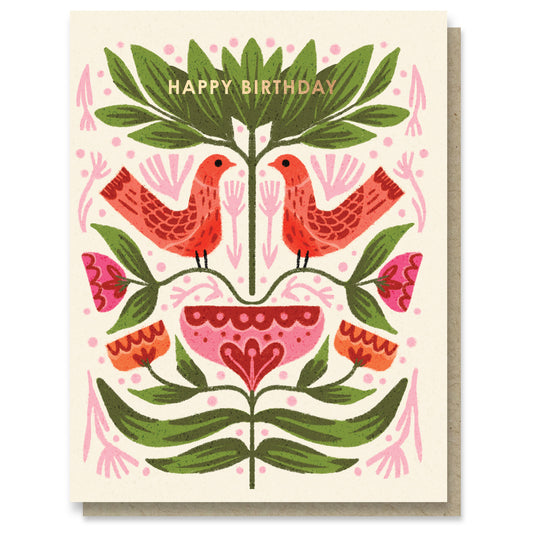 Folk Birthday Birds Birthday Case of 6