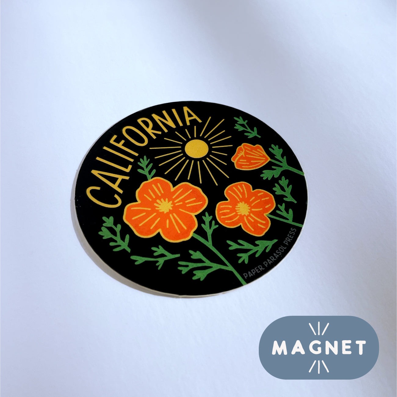 California Poppy Sun Black Magnet Case of 6