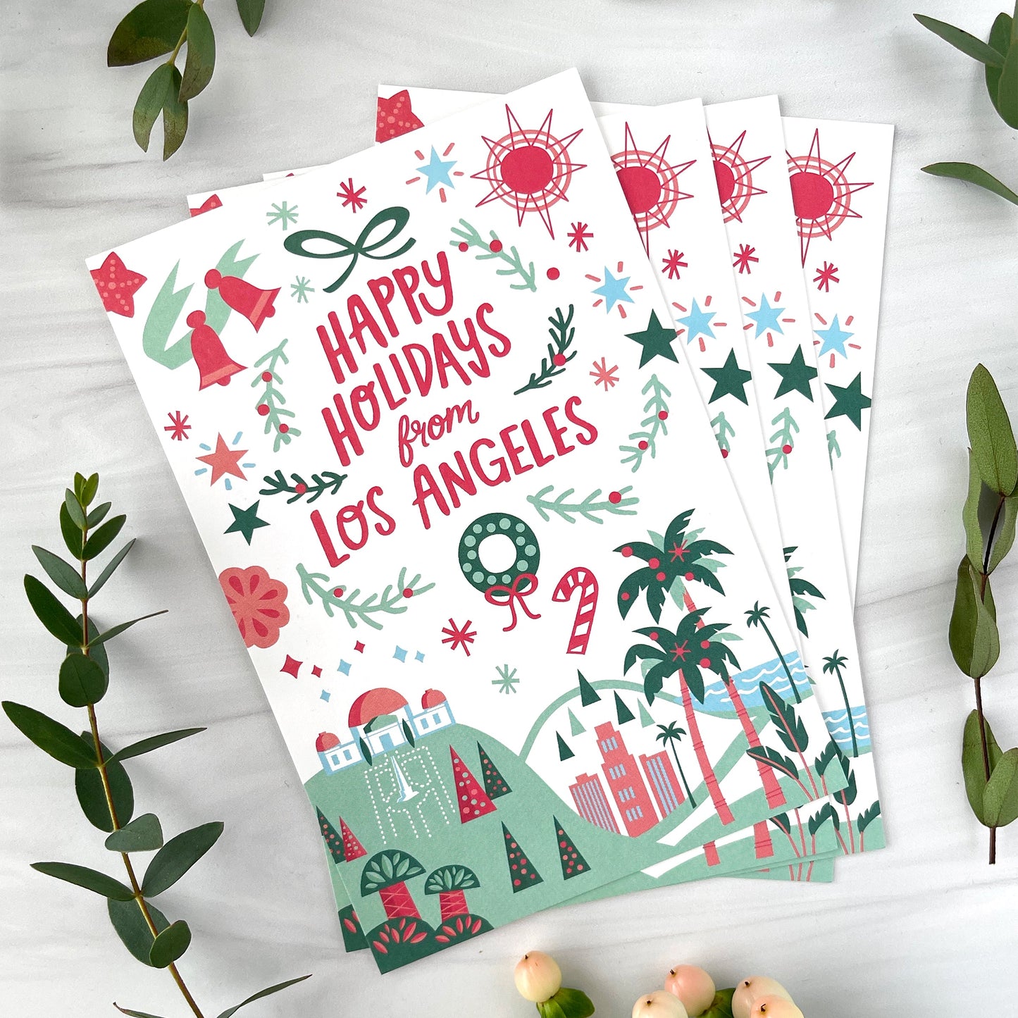Los Angeles Holiday Postcard Set Case of 4
