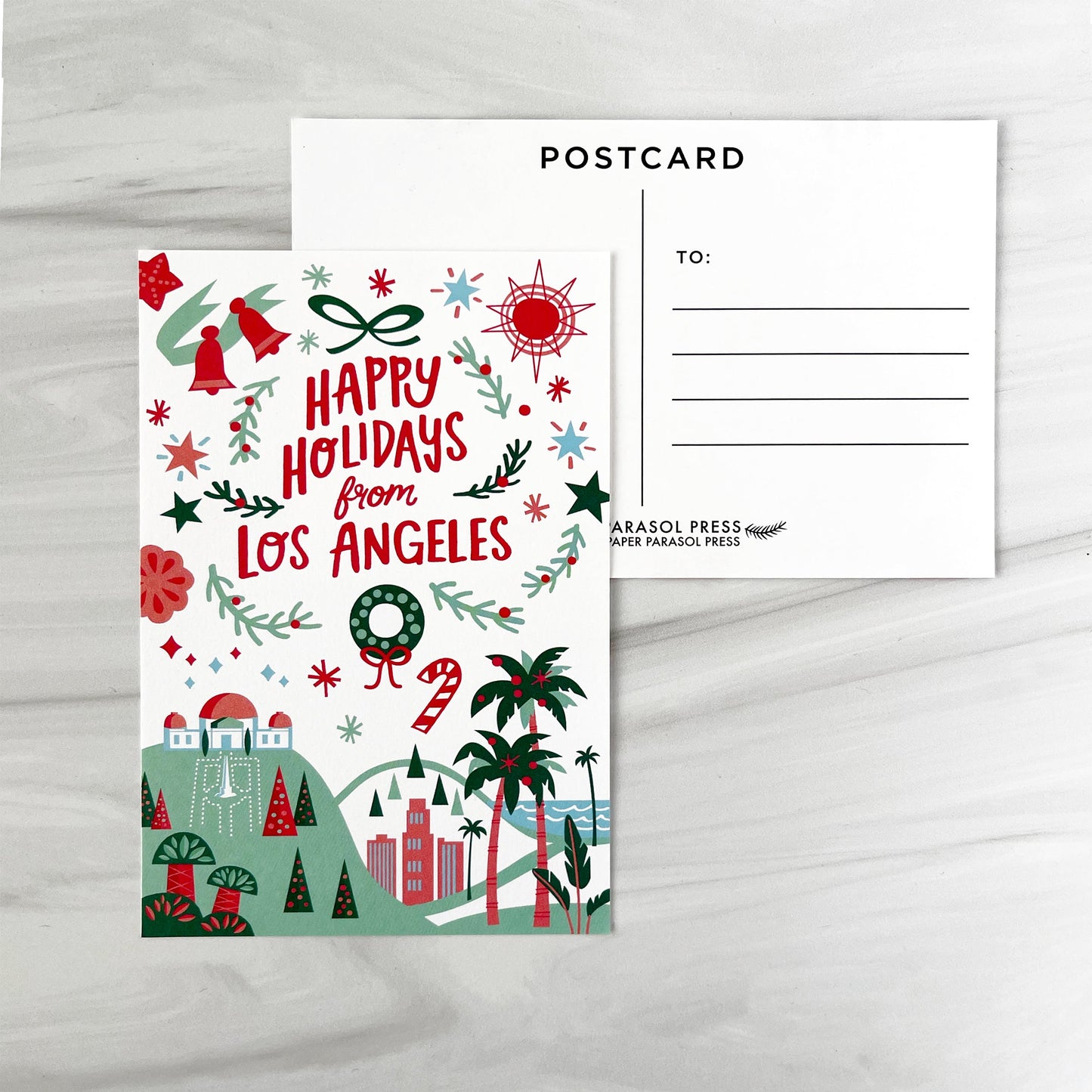 Los Angeles Holiday Postcard Set Case of 4