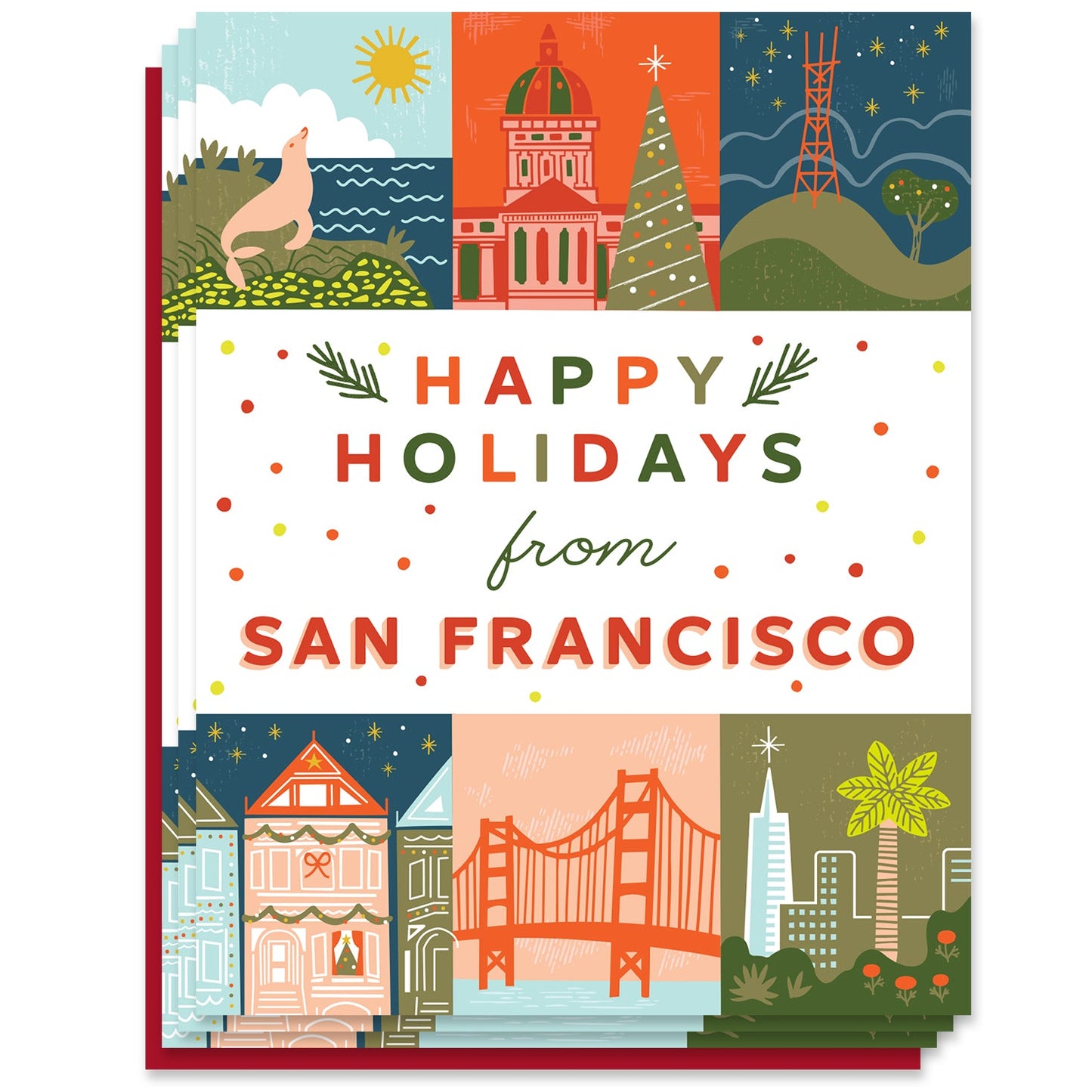 San Francisco Holiday Grid Card Case of 6 / Box Set of 3