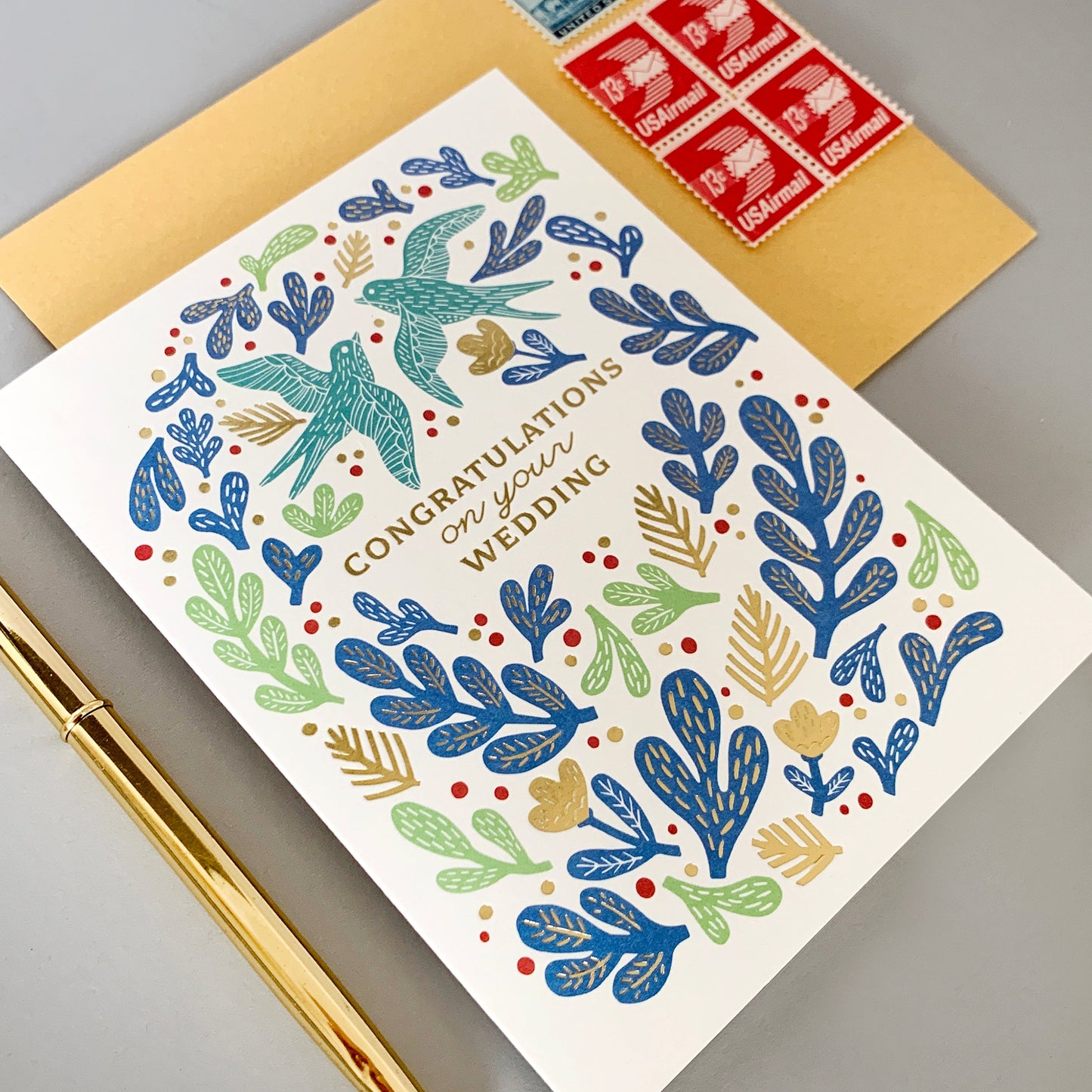 Bird Wedding Congratulations Card Case of 6