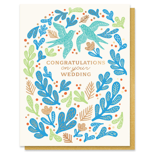 Bird Wedding Congratulations Card Case of 6