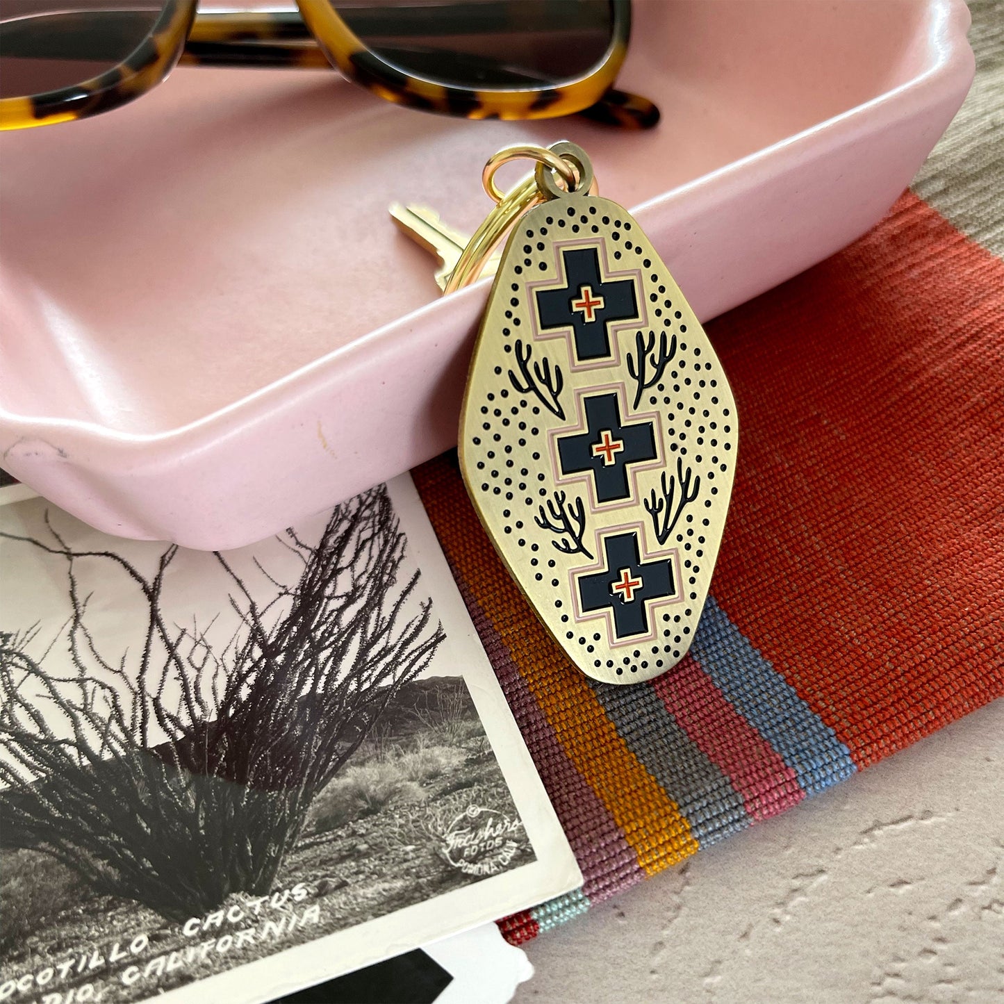 Desert Crossroads Enamel Keychain Case of 3